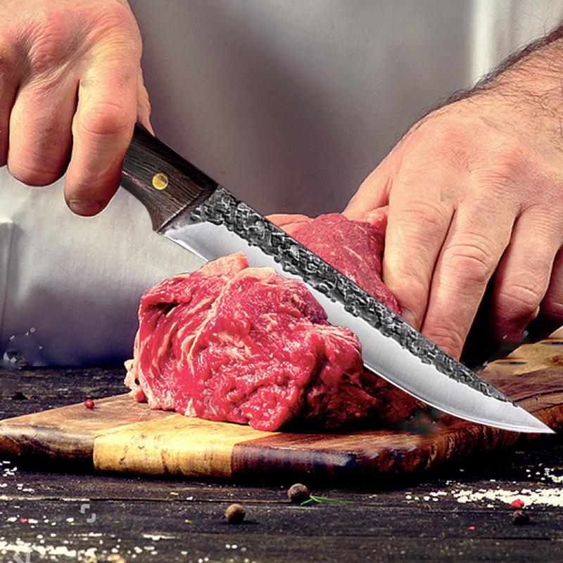 Hand Forged Chef Knife High Carbon Steel with Leather Sheath