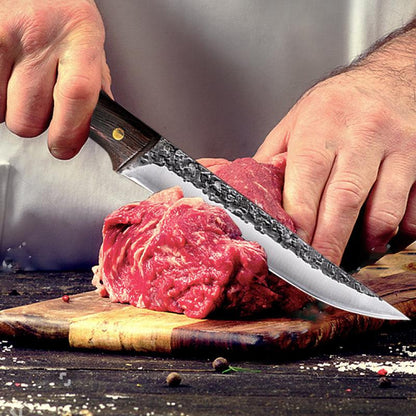 Hand Forged Chef Knife High Carbon Steel with Leather Sheath