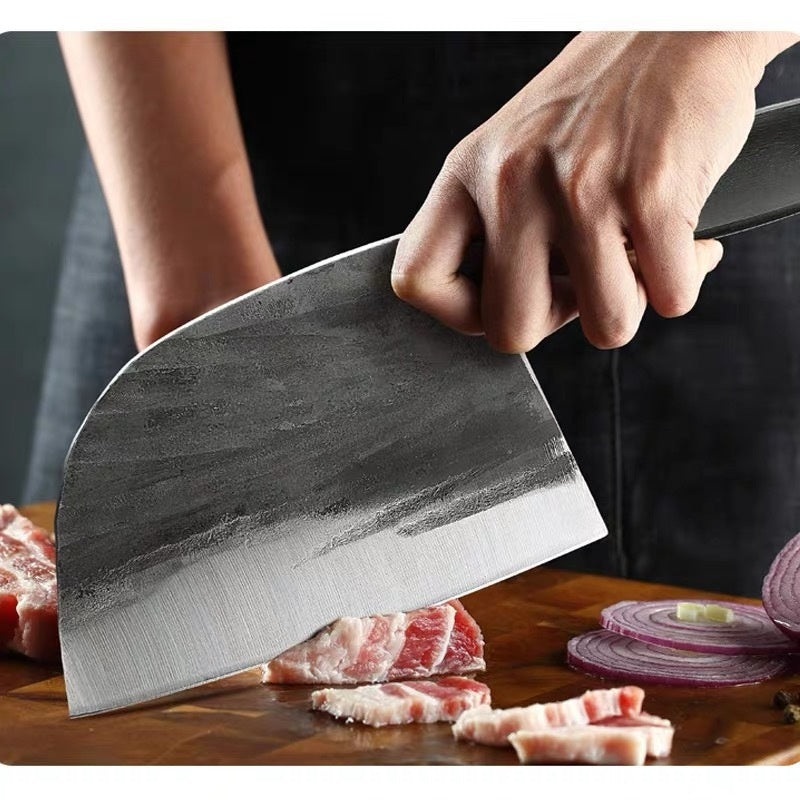 Hand-Forged Stainless Steel Chef Cleaver Slicing Kitchen Knife