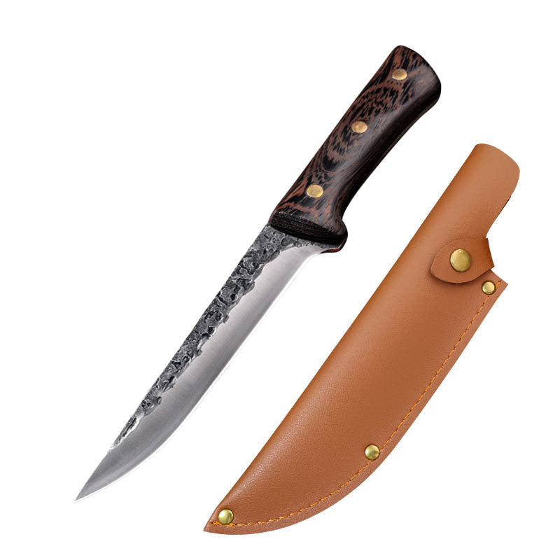Hand Forged Chef Knife High Carbon Steel with Leather Sheath