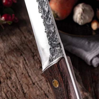 Hand Forged Chef Knife High Carbon Steel with Leather Sheath