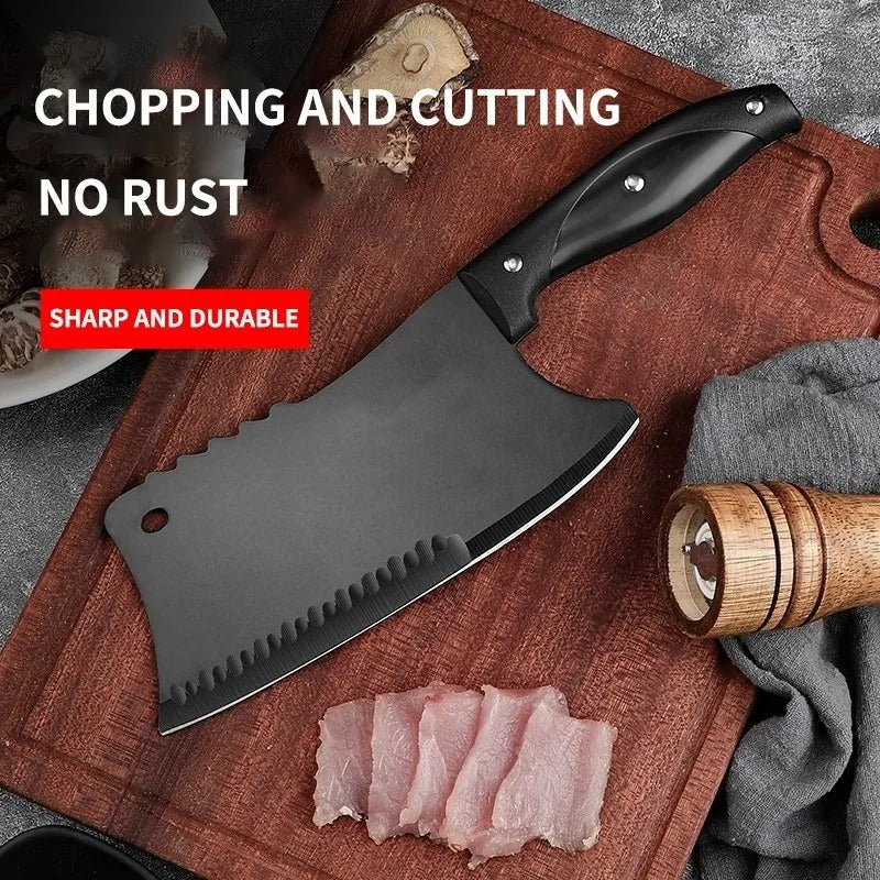 Stainless Steel Chef Knife Black Blade Meat & Vegetable Cleaver