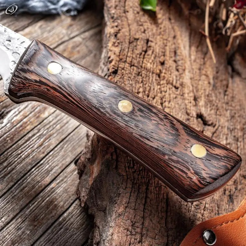 Hand Forged Chef Knife High Carbon Steel with Leather Sheath