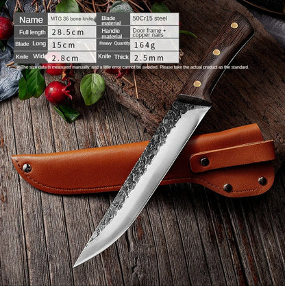Hand Forged Chef Knife High Carbon Steel with Leather Sheath