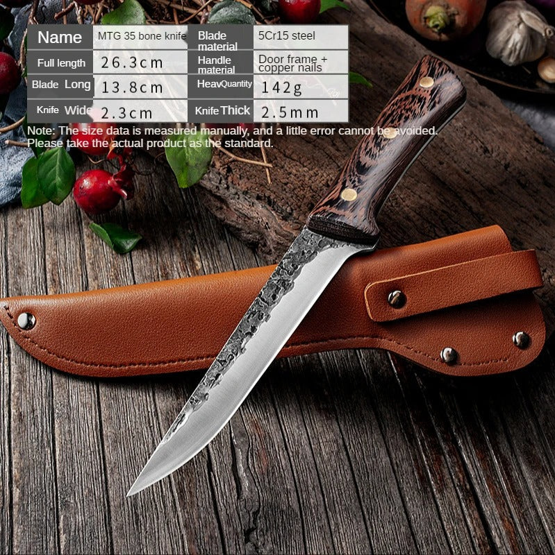 Hand Forged Chef Knife High Carbon Steel with Leather Sheath