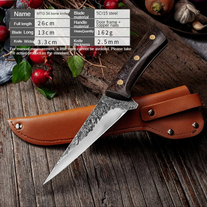 Hand Forged Chef Knife High Carbon Steel with Leather Sheath